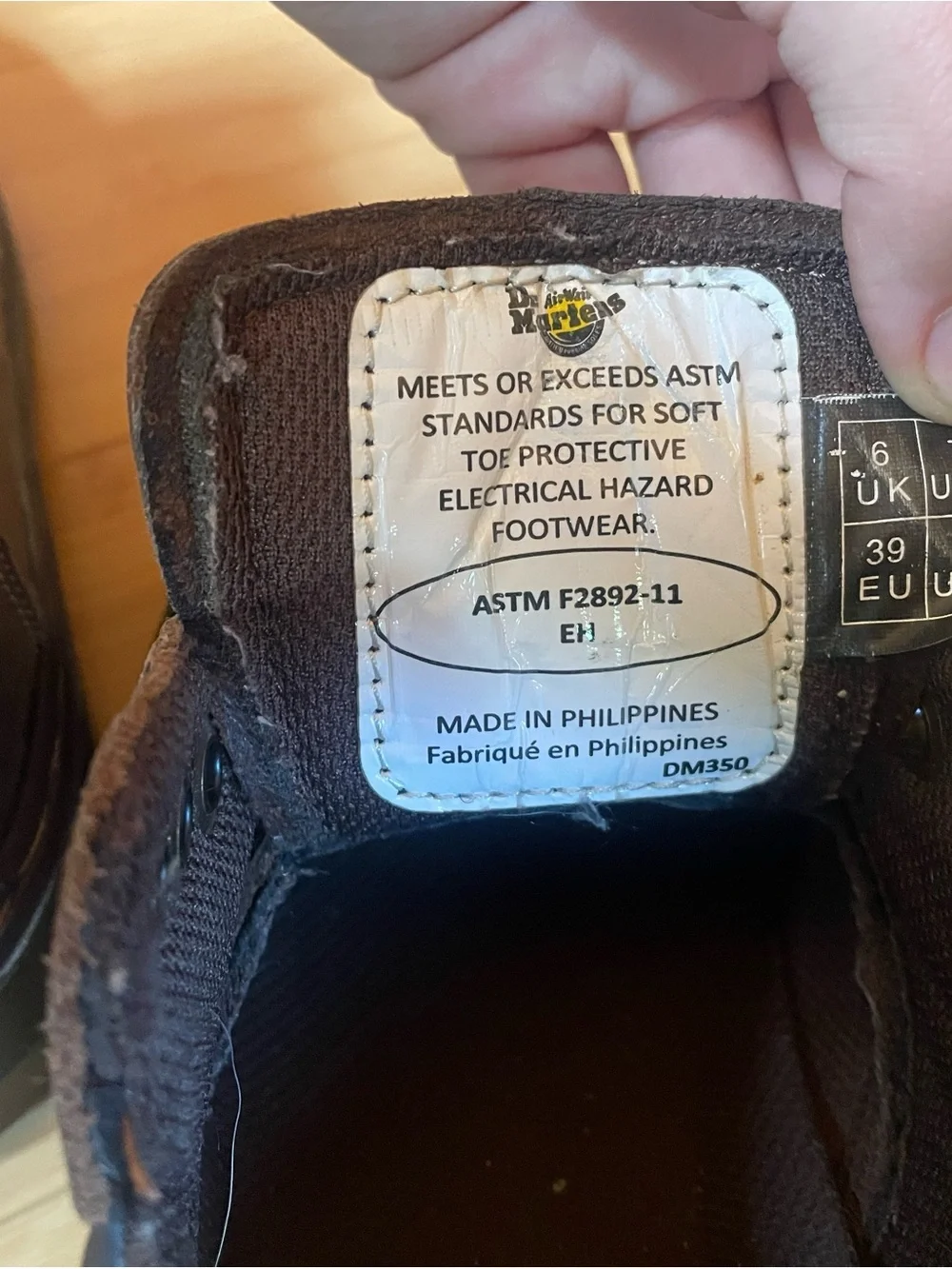 Dr. Martens Brown Leather Slip-On Oxfords with Yellow Stitching